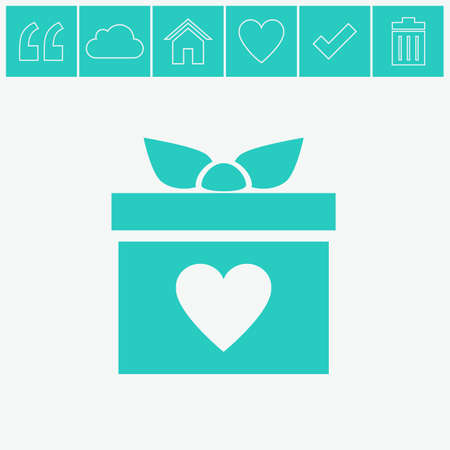 Gift box vector icon. Present with heart love icon.のイラスト素材