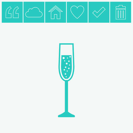 Glass of champagne vector icon. Celebration or banquet alcohol drink symbol.のイラスト素材