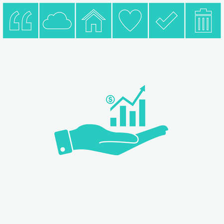 Hand and profit vector icon. Graph chart and hand sign icon.のイラスト素材