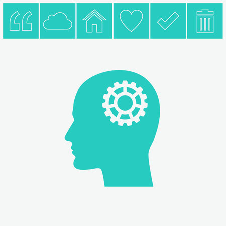 Human profile with mechanism vector icon.のイラスト素材