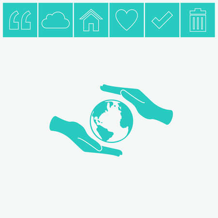 Globe icon with hand vector icon.のイラスト素材