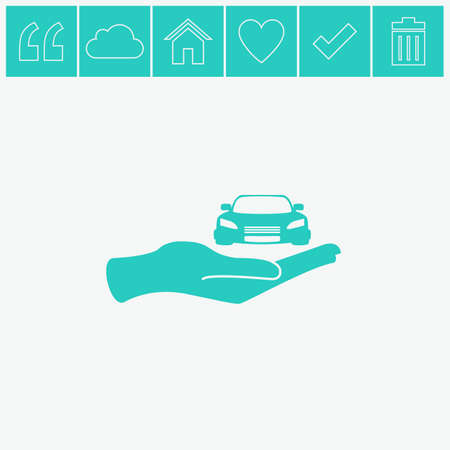 Hand with car vector icon.のイラスト素材