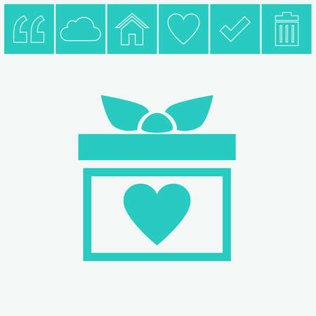 Gift box vector icon. Present with heart love icon.のイラスト素材