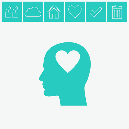 Human profile with heart vector icon.のイラスト素材