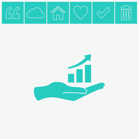 Hand and profit vector icon. Graph chart and hand sign icon.のイラスト素材