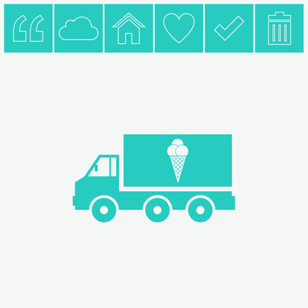 Truck with ice cream vector icon. Ice cream car symbol.のイラスト素材