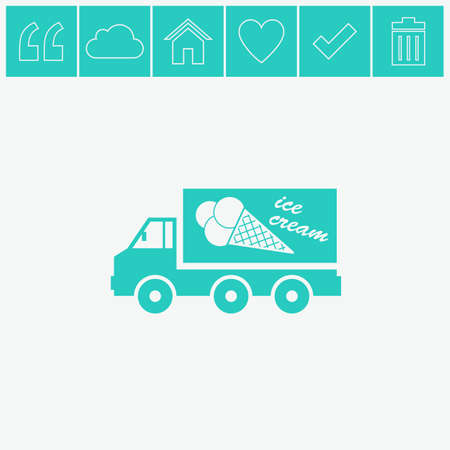 Truck with ice cream vector icon. Ice cream car symbol.のイラスト素材