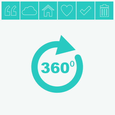 Angle 360 degrees vector icon. Full rotation.のイラスト素材