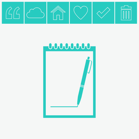 Document vector icon. Contacts book with pen vector icon.のイラスト素材