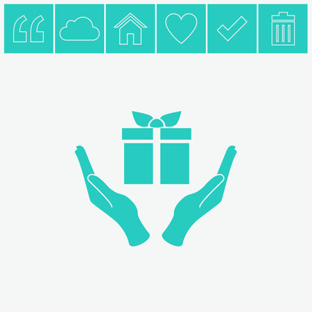 Hand and gift vector icon.のイラスト素材