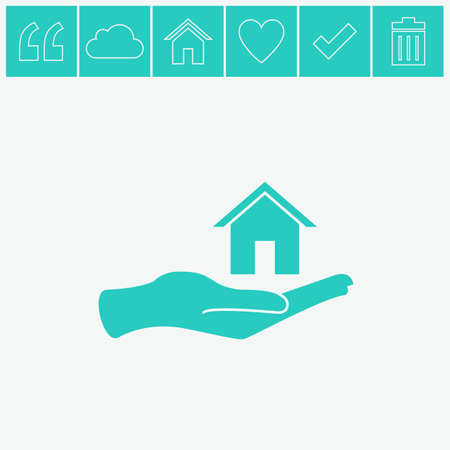 House in hand vector icon.のイラスト素材