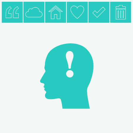 Human profile with exclamation mark vector icon.のイラスト素材