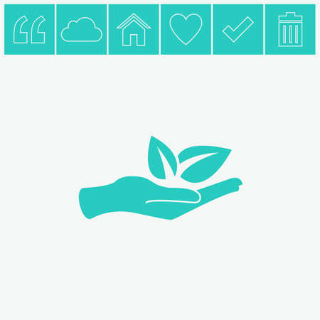 Sprout in a hand sign of environmental protection vector icon. Eco sign.のイラスト素材