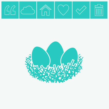 Nest with three eggs vector icon.のイラスト素材