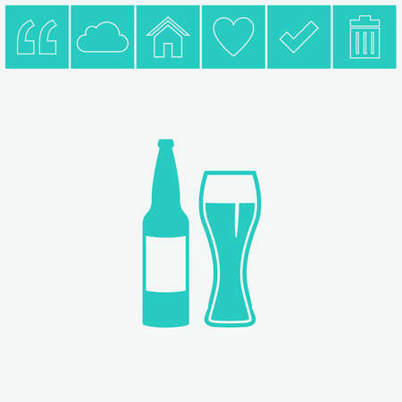 Beer bottle with glass vector icon.のイラスト素材