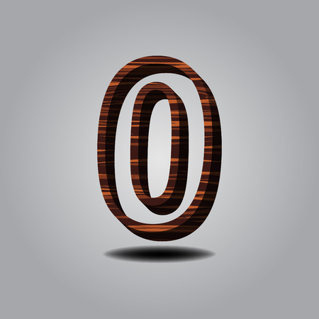 number 0 wood on grey backgroundのイラスト素材