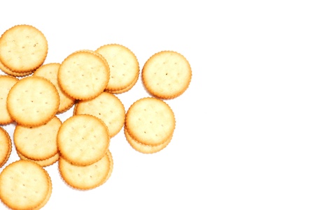 sandwich biscuits with white cream on white backgroundの写真素材