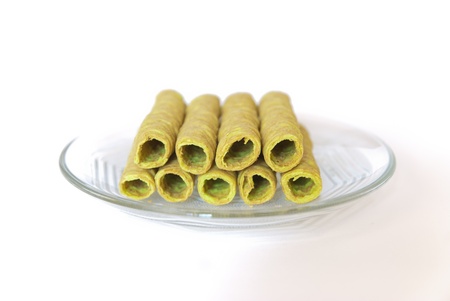 Crispy rolls on white background の写真素材