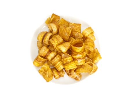 Banana crisp on white background の写真素材