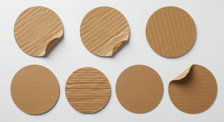 collection of various cardboard labels on white background. each one is shot separatelyの素材