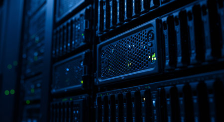 Network servers in data room Domestic Room. 3D render computer graphic.の写真素材