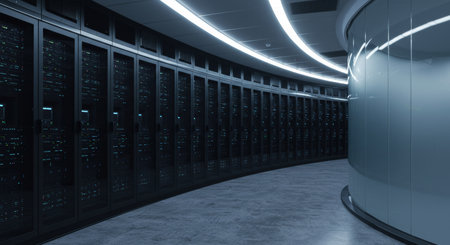 Server room data center. Internet and technology concept. 3D Rendering