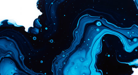 Blue and black abstract background. Liquid marble pattern. Fluid art.