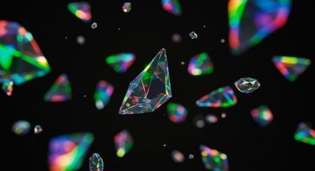 Macro shot of crystals on a black background. 3D renderingの写真素材
