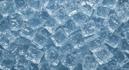 Ice cubes on blue background. Abstract background and texture for design.