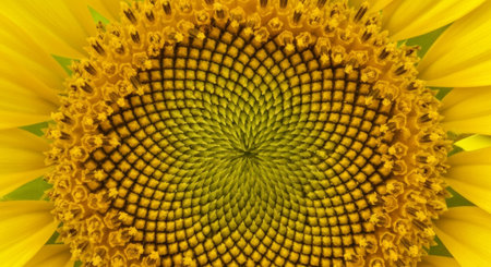 Sunflower closeup. Sunflower petals. Sunflower natural backgroundの写真素材