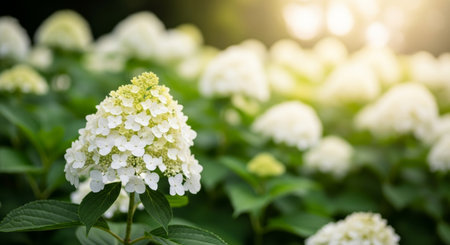 Hydrangea macrophylla or White Hydrangea flower in the garden