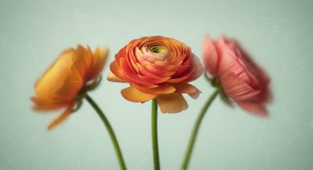 Ranunculus (persian buttercups) on a light background