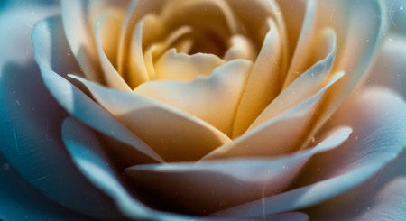 close up of a white rose with blue petals, shallow depth of fieldの写真素材