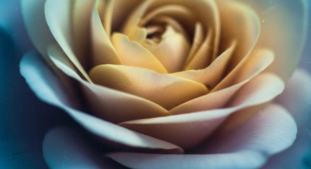 Macro of a beautiful yellow rose. Soft focus. Toned.の写真素材