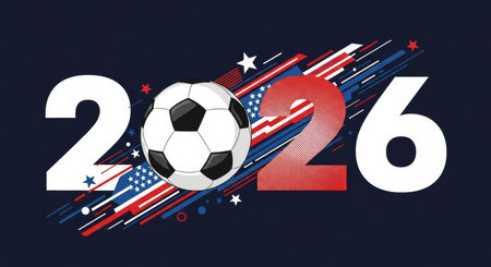 Soccer ball on the background of the American flag. Vector illustration