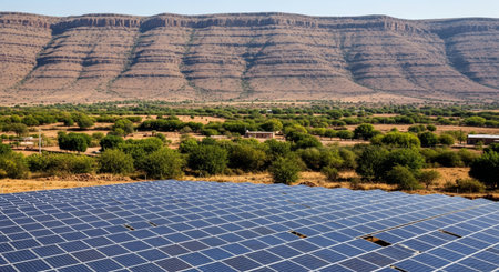solar energy panels in the desert of morocco africaの素材