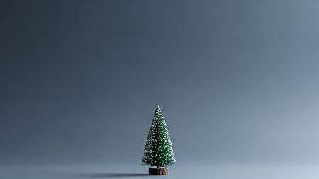Christmas tree on a gray background with copy space. Minimal concept.の素材