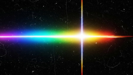 glowing rainbow lines on black background, computer generated abstract background, 3d render illustrationの素材