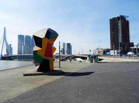 Sculptures and buildings in Rotterdam, Netherlands.のeditorial素材