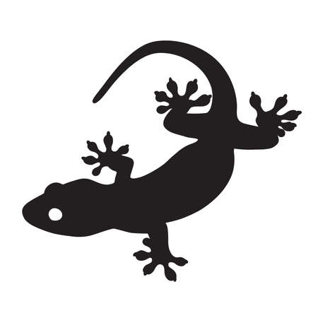 Gecko silhouettes, isolated on white background. animal vector illustrator.のイラスト素材