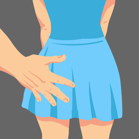 Hand of a man touching woman butt or ass or molest ,Vector Illustration.のイラスト素材