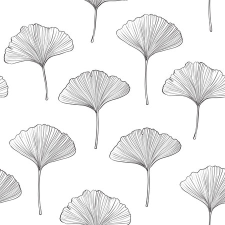 hand drawn Ginkgo biloba leaves seamless pattern illustration, Vector illustration.
のイラスト素材