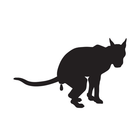 Poop dog silhouette. dog pooping vector sign for warning symbol, isolated on white backgroundのイラスト素材
