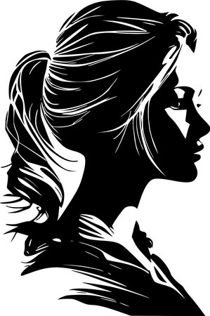 Beautiful woman. Girl with long hair.Vector illustration ready for vinyl cutting.のイラスト素材
