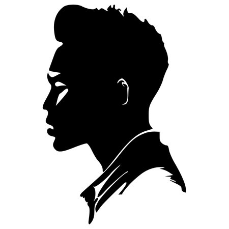Vector silhouette of a man's head on a white background. Symbol of the face.のイラスト素材