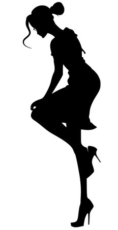 silhouette of a girl in high heels on a white backgroundのイラスト素材