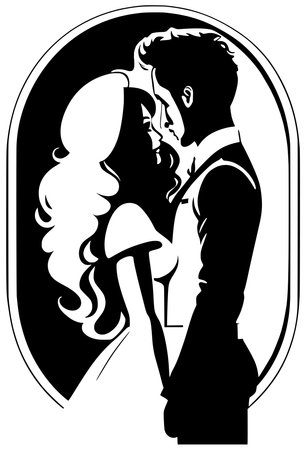 Wedding Couple.Vector illustration ready for vinyl cutting.のイラスト素材