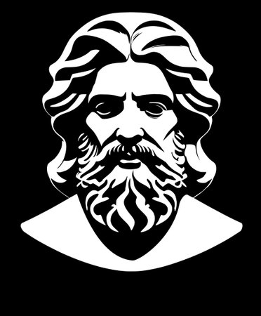 Portrait of Greek Orator Homer with beard and mustache. Vector illustration.