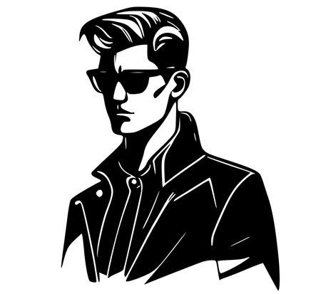 Hipster guy in sunglasses. Vector illustration ready for vinyl cutting.のイラスト素材