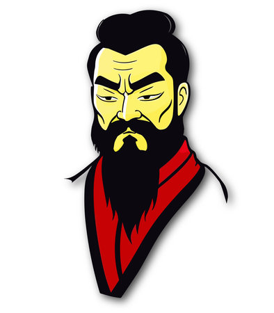 Vector illustration of a man with a beard and mustache on a white backgroundのイラスト素材